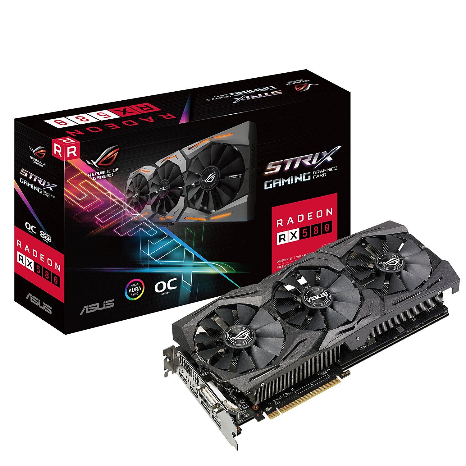 ASUS ROG-STRIX-RX580-O8G-GAMINGOC Edition GDDR5 DP HDMI DVI VR Ready AMD Graphics Card 1 ASUS ROG-STRIX-RX580-O8G-GAMINGOC Edition GDDR5 DP HDMI DVI VR Ready AMD Graphics Card